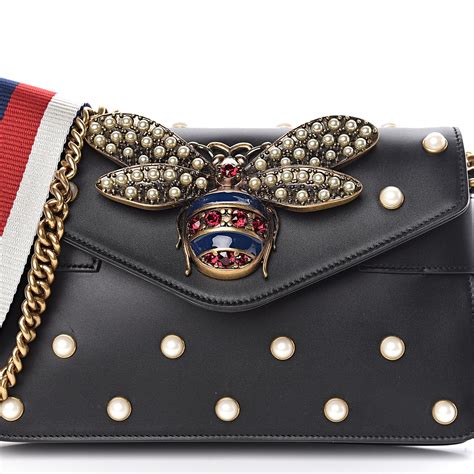 gucci bag with bee black|gucci black bag with pearls.